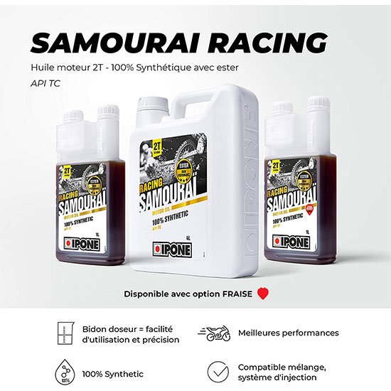 Ipone - Huile moteur Samouraï Racing 1L fraise - moto 2 temps