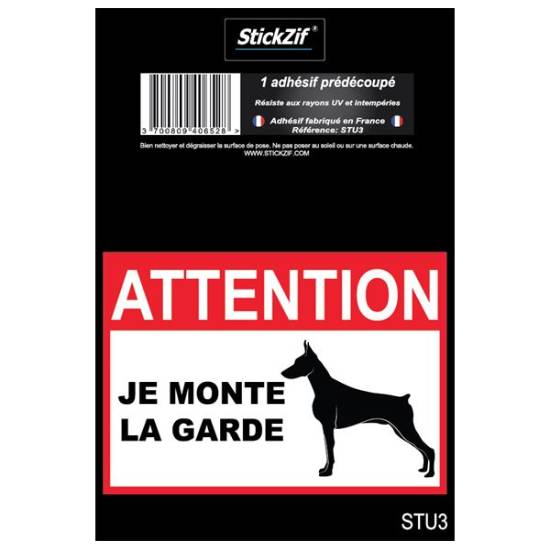 1 Adhésif  Attention Je Monte La Garde 10X15CM - STICKZIF