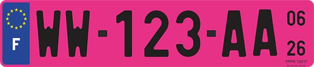 Plaque immatriculation rose