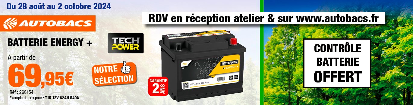 slide Information promotionnelle batterie techpower pas chers chez Autobacs