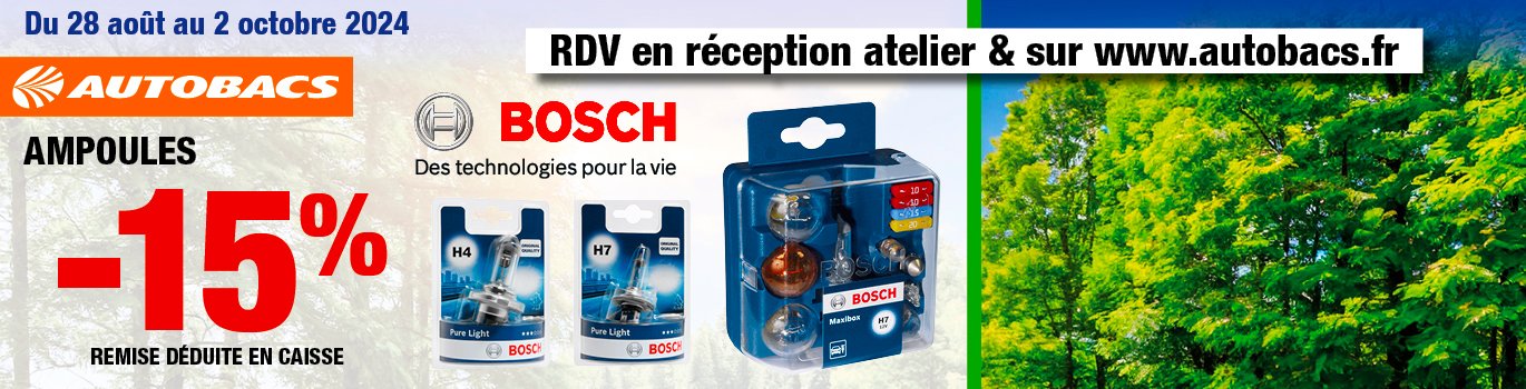 slide Information promotionnelle ampoules BOSCH pas chers chez Autobacs