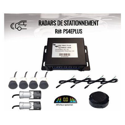 Kit Capteur De Recul Voiture 4 Capteurs - Alarme Sonore Et Visuelle, 12V, Portée 30-250cm