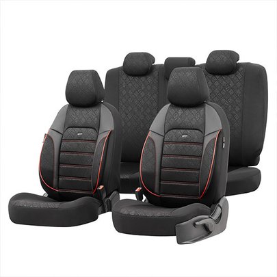 Jeu de housses universelles Prive noir et rouge - OTOM