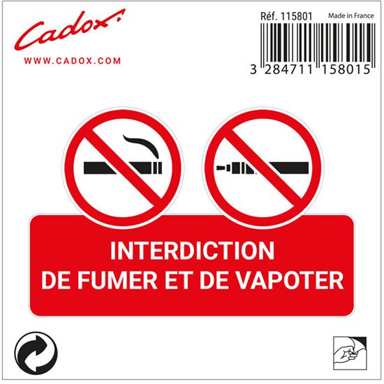 293082 cadox adhesif defense fumer vapoter