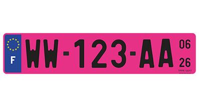 Plaque immatriculation rose Plaque immatriculation rose