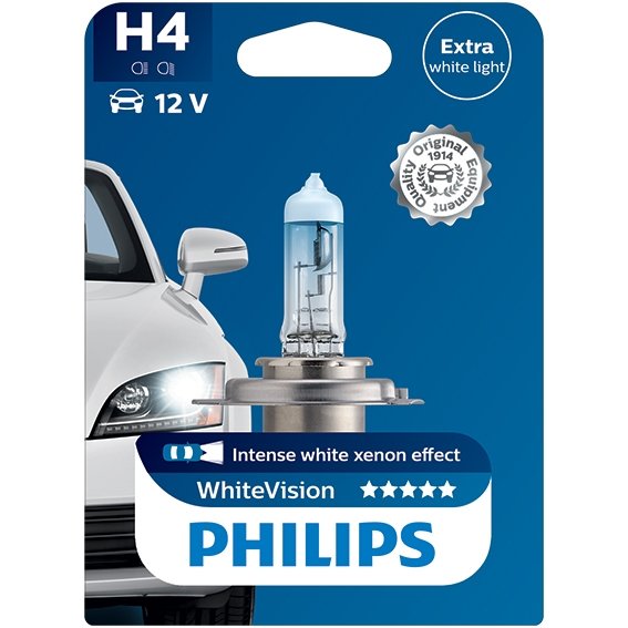 Ampoule halogène PHILIPS WHITEVISION ULTRA 12V H4 60/55W