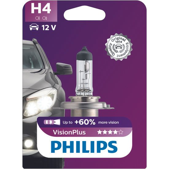 Ampoules Moto Philips Ampoule Feux De Route H4- Vision - 12v 60/55w -  Satisfait Ou Remboursé 