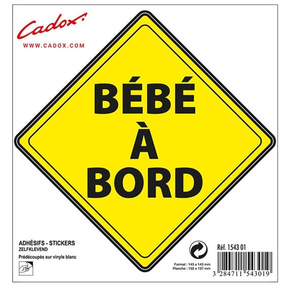 ADHESIF LOSANGE JAUNE BEBE A BORD - 154301 - CADOX CADOX - Adhésif &  sticker