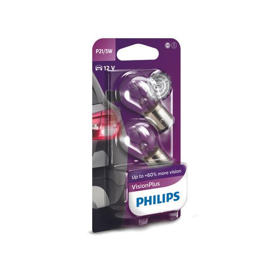 (2 Pack) Philips 12499 CP P21/5W Bulbs – 12V 21/5W BAY15d – For Turn Signals & Brake Lights