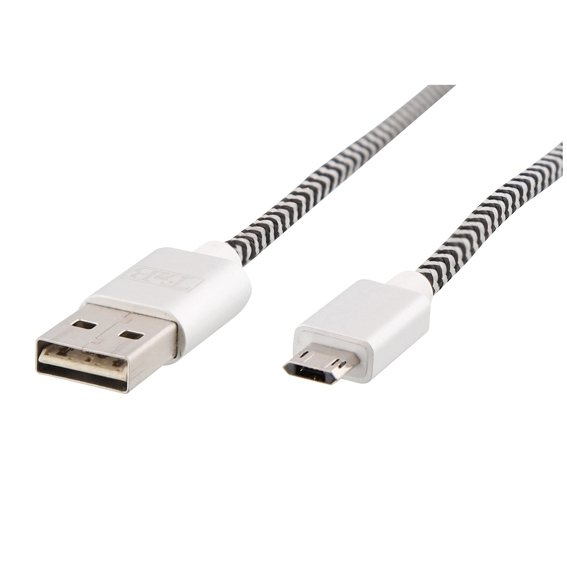 Câble micro USB / USB noir 2M Nylon TNB - Câble téléphone