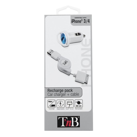Chargeur allume-cigares USB rétractable pour iPhone TNB - Chargeur