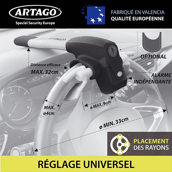 Bloque volant et alarme intelligente - ARTAGO ARTAGO - Antivol auto