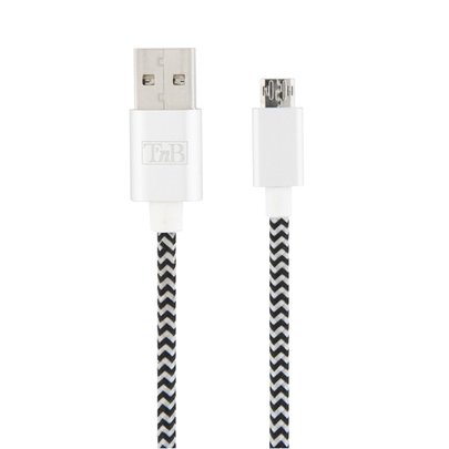 Câble-micro-USB-_-USB-noir-2M-Nylon-224095-02