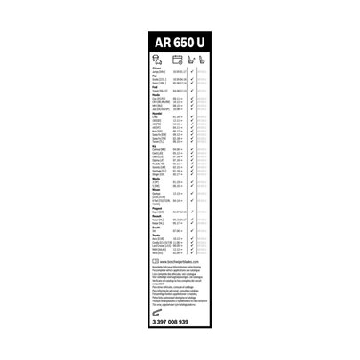 BALAI ESSUIE-GLACE AEROTWIN AR650U X1 BOSCH